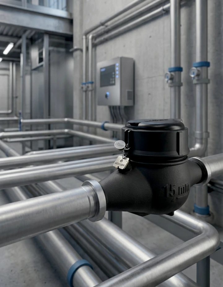Macromedidor industrial control flujo agua caliente