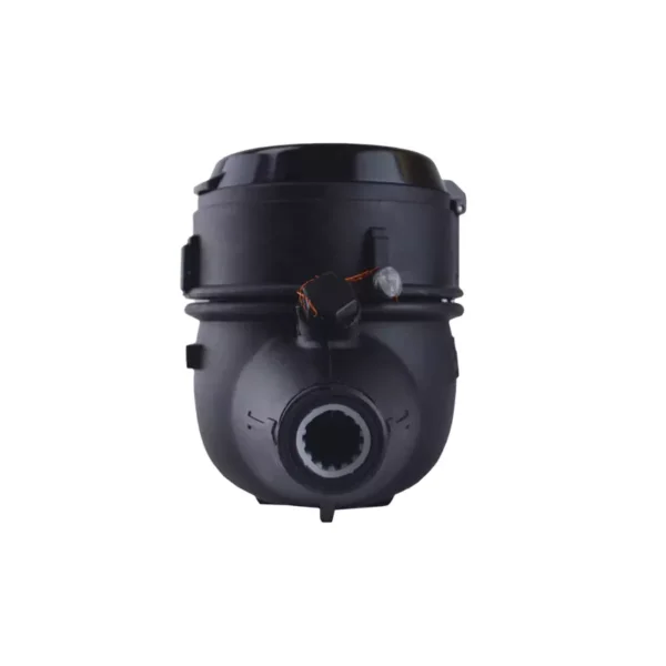 Medidor de agua chorro múltiple LP-15 NOM clase B de 190 mm Equysis, vista frontal de la entrada de agua