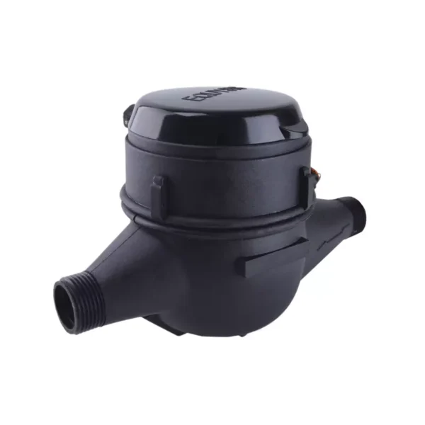 Medidor de agua chorro múltiple LP-15 NOM clase B de 190 mm Equysis, vista en perspectiva del medidor
